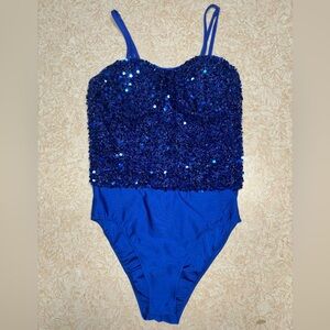 Blue Sequin Bodysuit Size XS. Like New